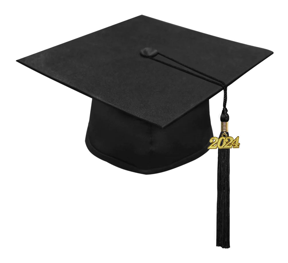 Class Of 2024 Graduation Charm And Tassel On Black Stock Photo