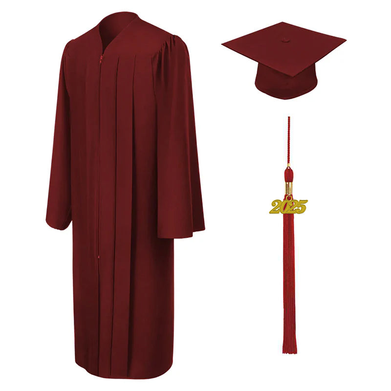 Matte Burgundy Bachelors Cap Gown College University Graduation Cap and Gown