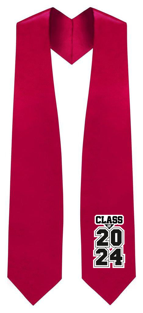 Graduation Cap and Gown Red Class of 2024 Graduation Stole