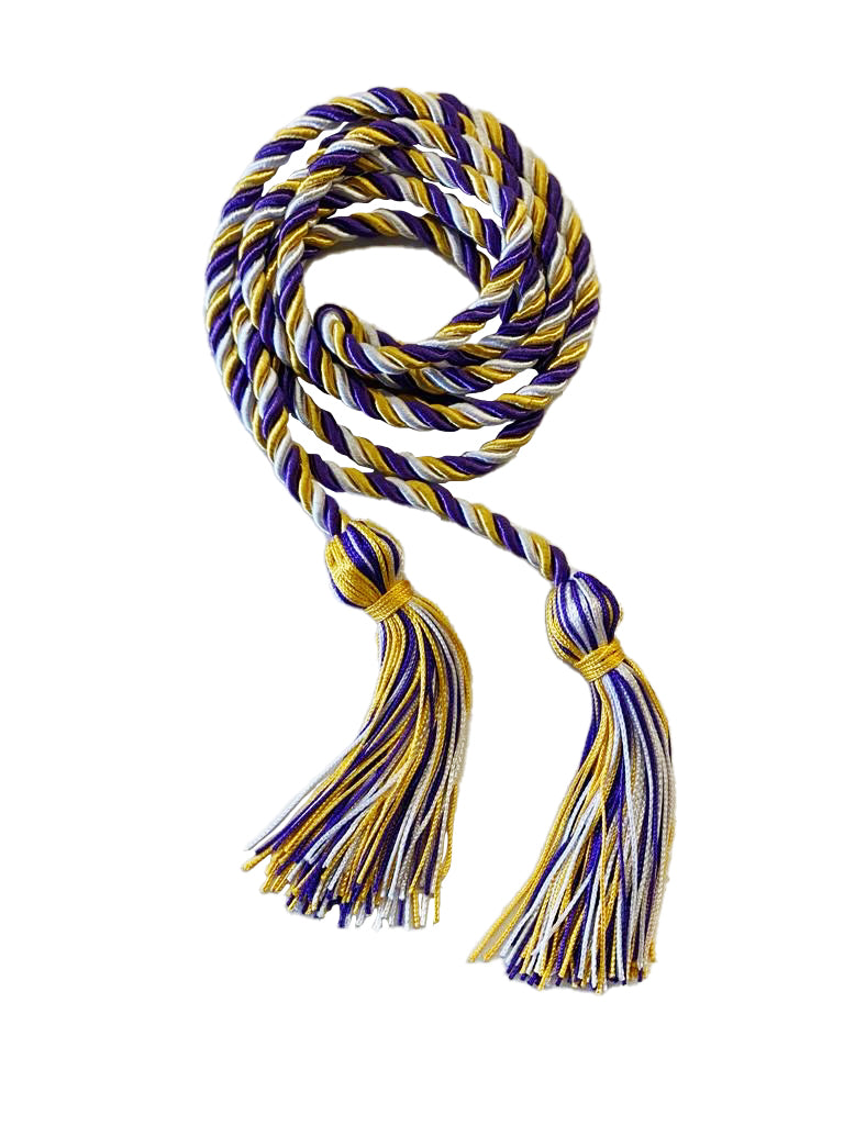 Gold, Purple and White Three Color Honor Cord - Graduation Honor