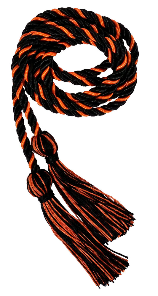 Black and Orange Two Color Graduation Honor Cord - Graduation Cap and Gown