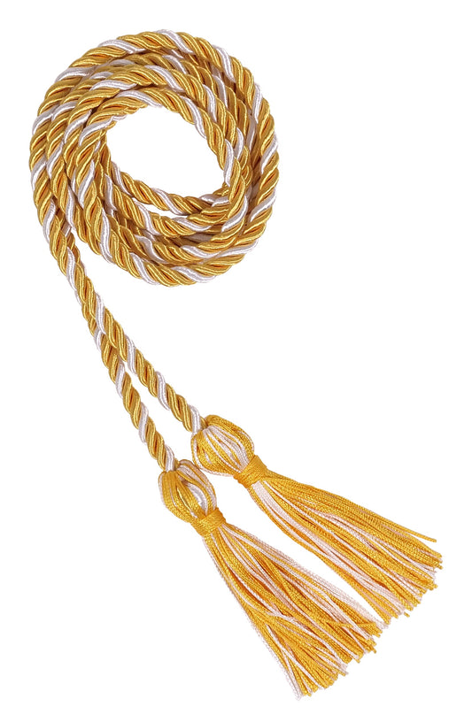 Gold and White Two Color Graduation Honor Cord - Graduation Cap and Gown