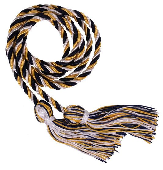 Gold, White and Black Three Color Graduation Honor Cord - Graduation Cap and Gown