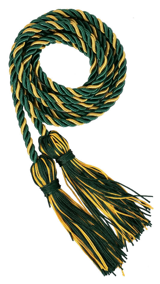 Hunter and Gold Two Color Graduation Honor Cord - Graduation Cap and Gown