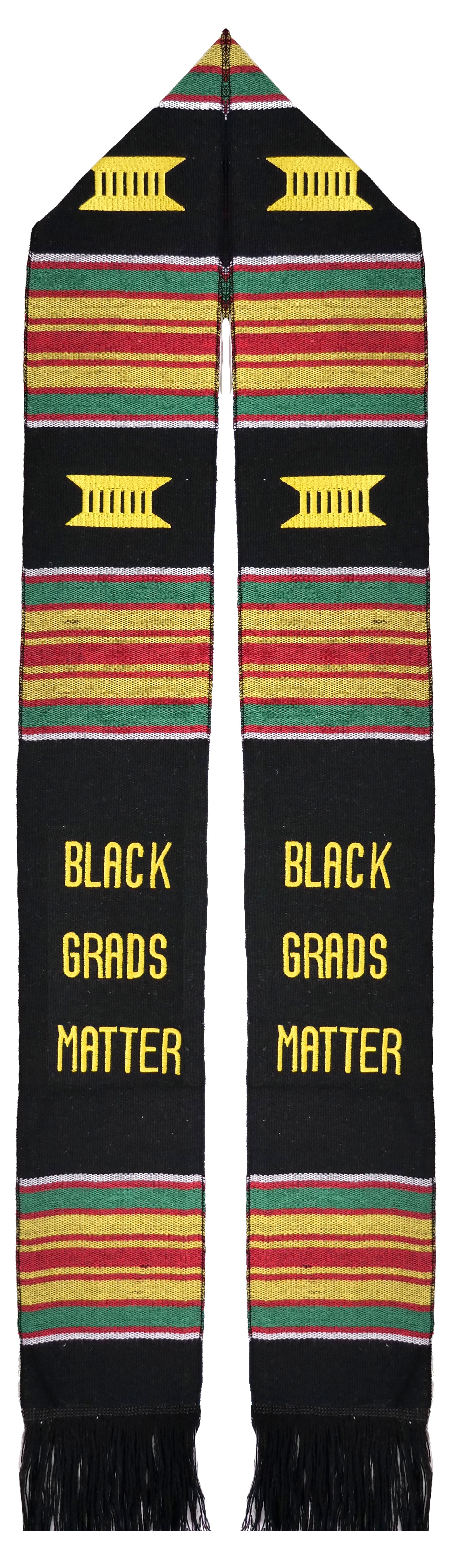 Black Grads Matter Handwoven Kente Cloth Graduation Stole - Graduation Cap and Gown