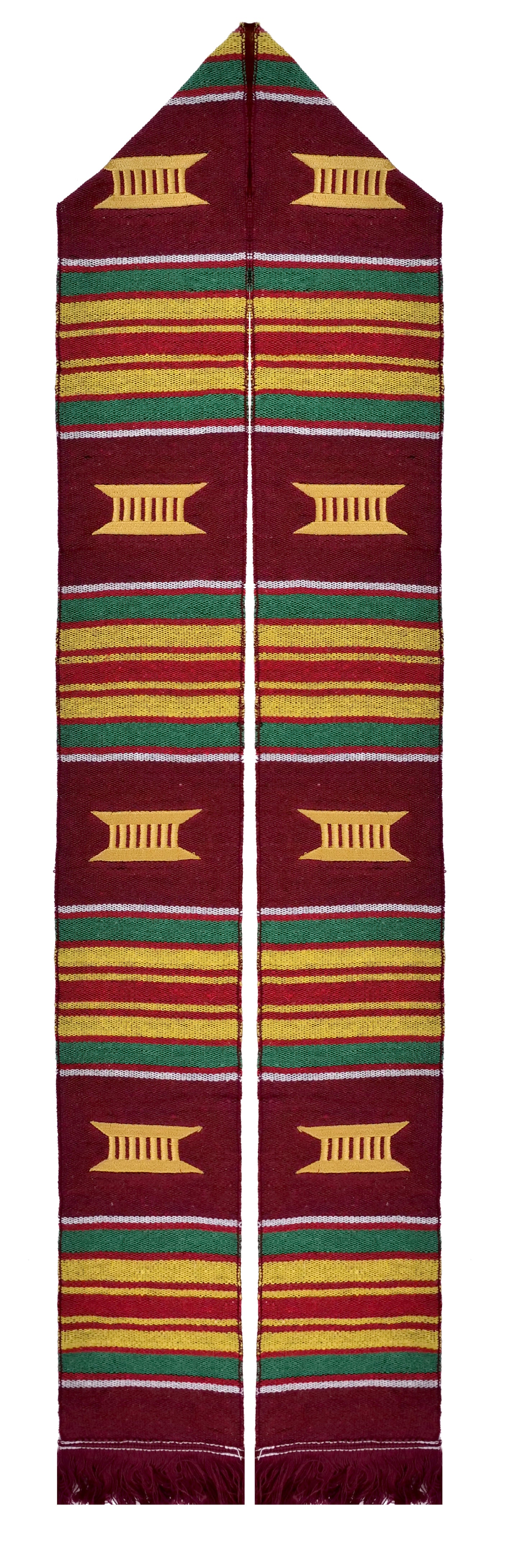 Maroon Kente Graduation Kente Stole, Handwoven Kente Sash Cloth