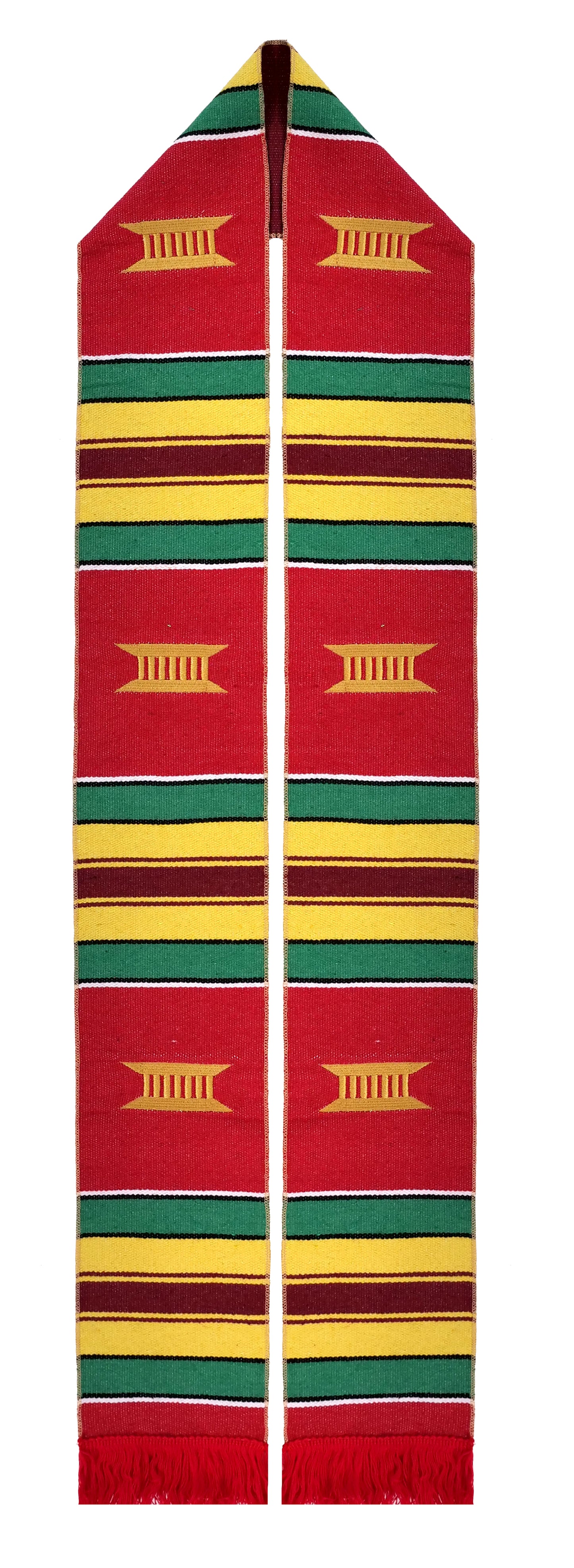 Red Kente Graduation Kente Stole, Handwoven Kente Sash Cloth