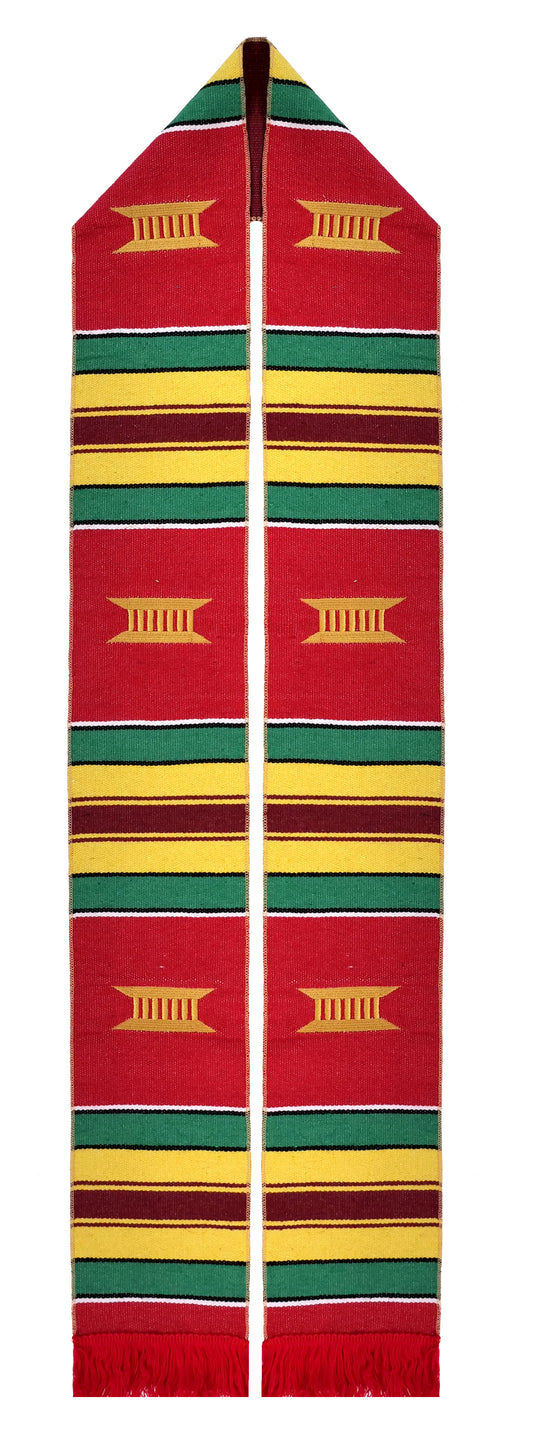 Red Kente Graduation Kente Stole, Handwoven Kente Sash Cloth - Graduation Cap and Gown