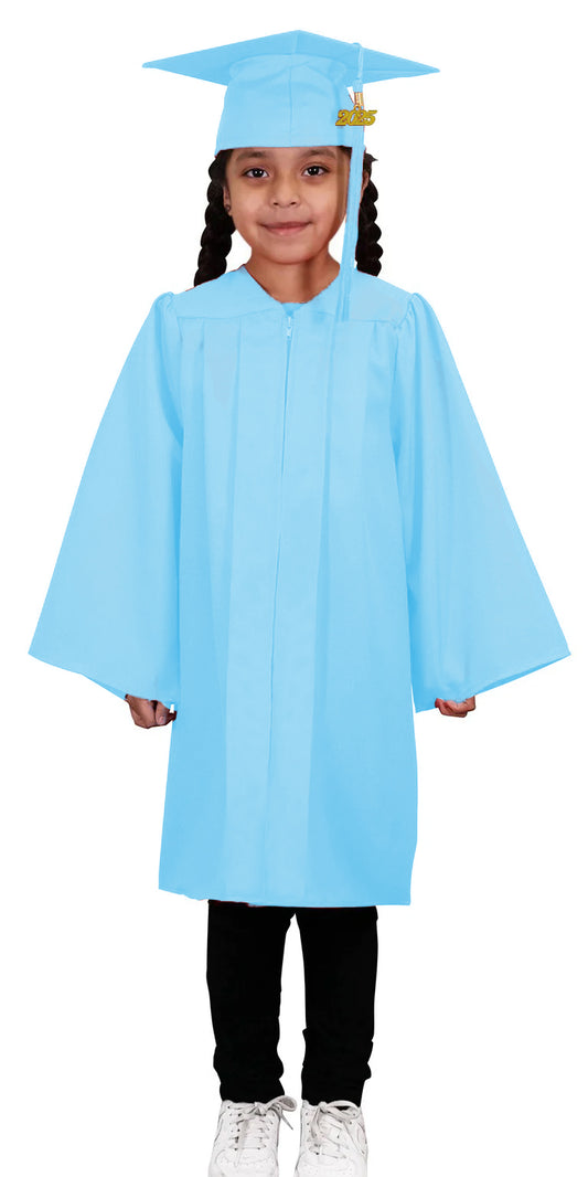 Child Matte Light Blue Graduation Cap & Gown - Preschool & Kindergarten - Graduation Cap and Gown