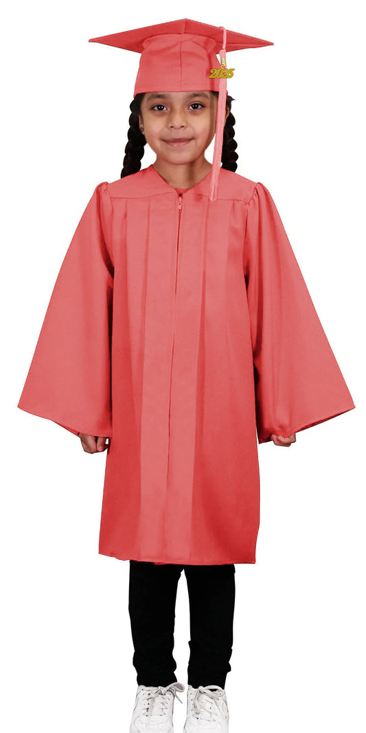 Child Matte Pink Graduation Cap & Gown - Preschool & Kindergarten - Graduation Cap and Gown