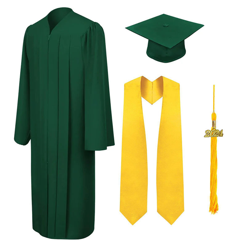 Matte Hunter Graduation Cap, Gown, Tassel & Stole - YVR EDUCATIONAL INSTITUTE