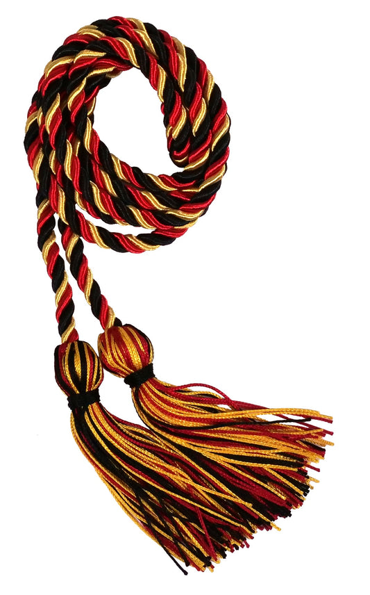 Black, Red and Gold Three Color Graduation Honor Cord - Graduation Cap and Gown