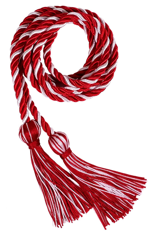 Red and White Two Color Graduation Honor Cord - Graduation Cap and Gown