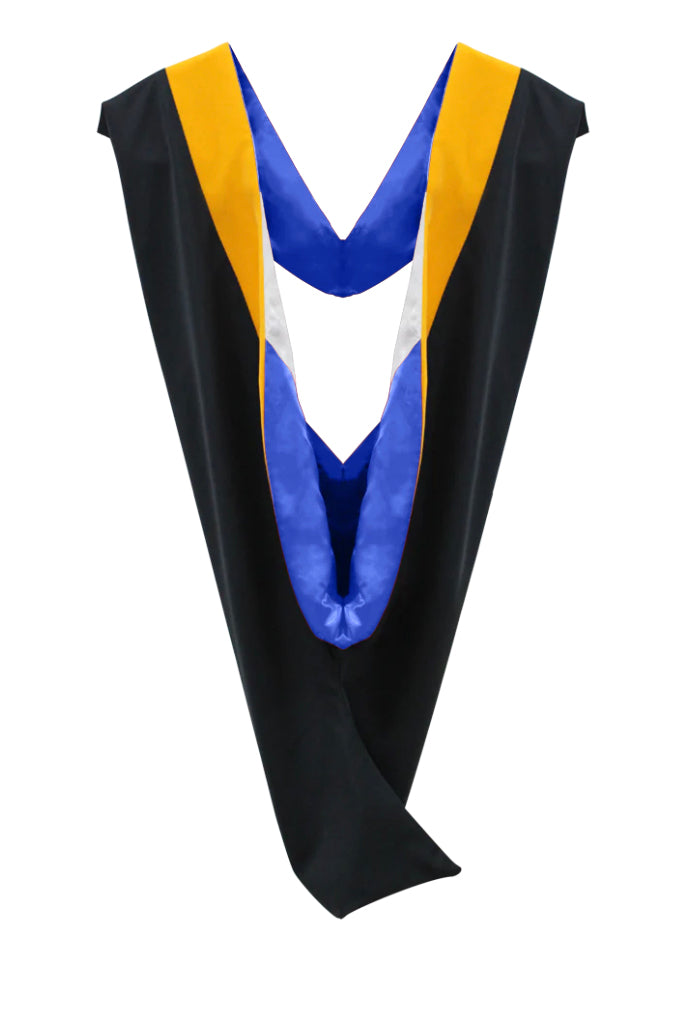 Deluxe Bachelors/Master Hood - Science Gold Velvet, Royal Blue & White