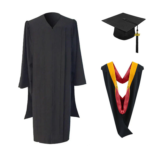 Masters Cap, Gown & Hood Package for Cal State Stanislaus Graduation - Graduation Cap and Gown