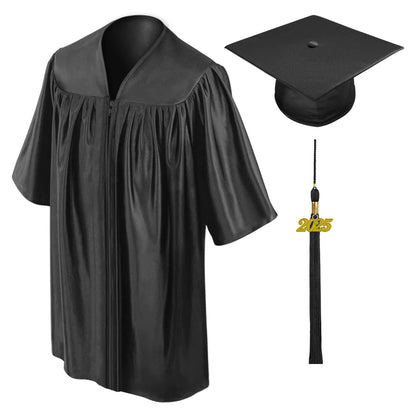 Child Shiny Black Cap & Gown - Preschool & Kindergarten