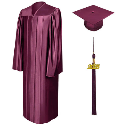 Shiny Maroon High School Graduation Cap and Gown