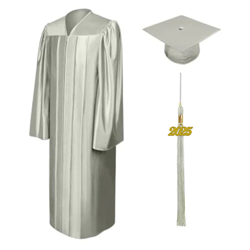 Shiny Silver Bachelors Cap & Gown - College & University